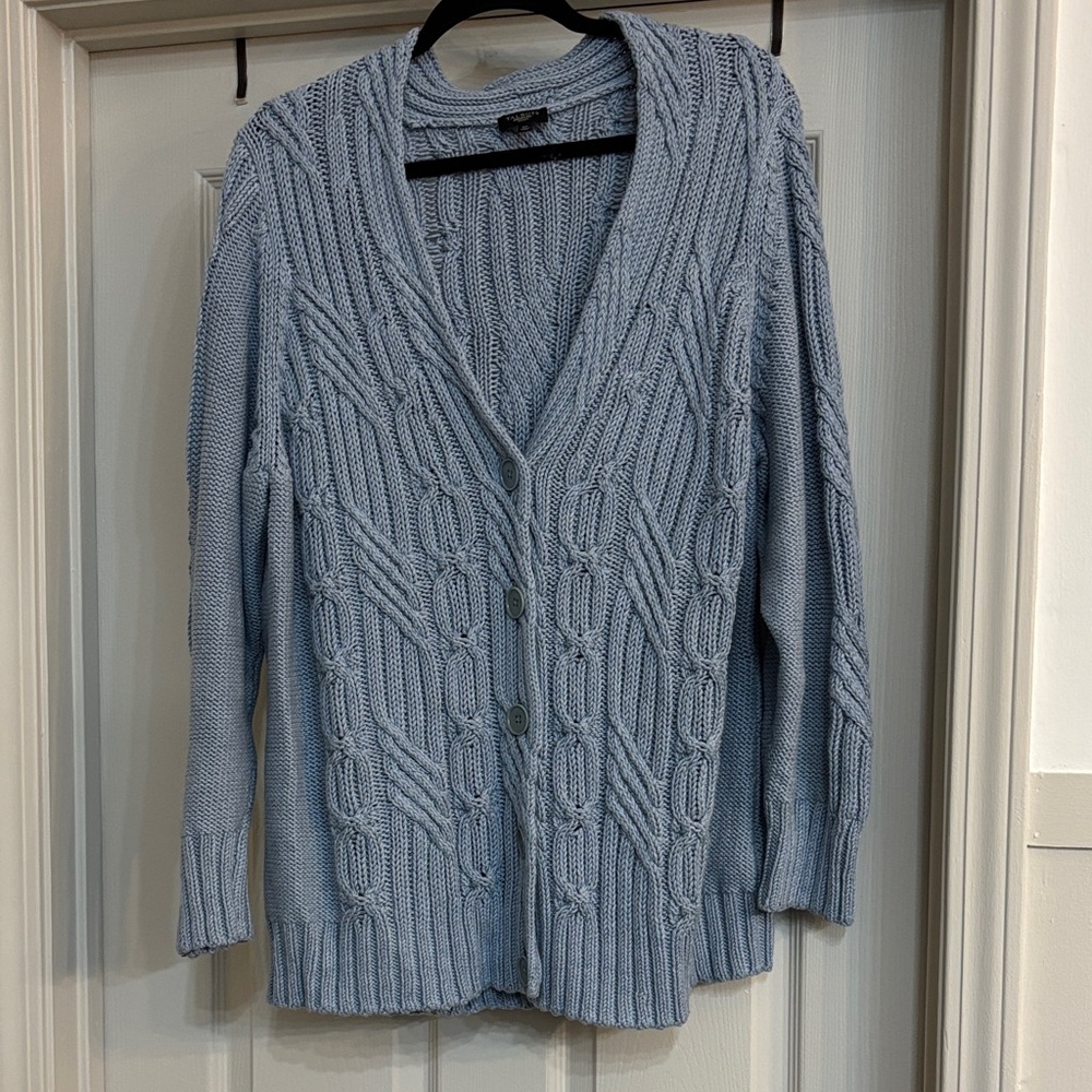 Talbots Light Blue Cable Knit Cardigan